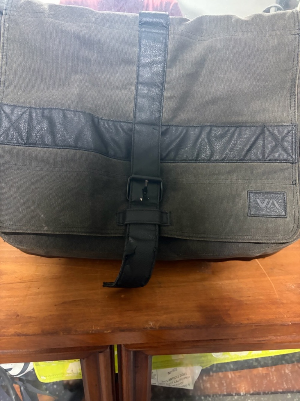 RVCA grey black Canvas Messenger Bag with Black Trim and Strap...